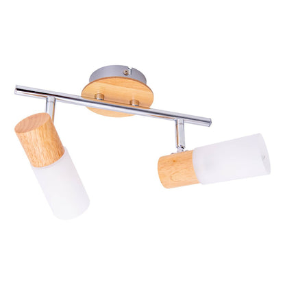 2 Wandplafondspot "Todtnau", metaal, hout en plastic, E14, 39 cm lang