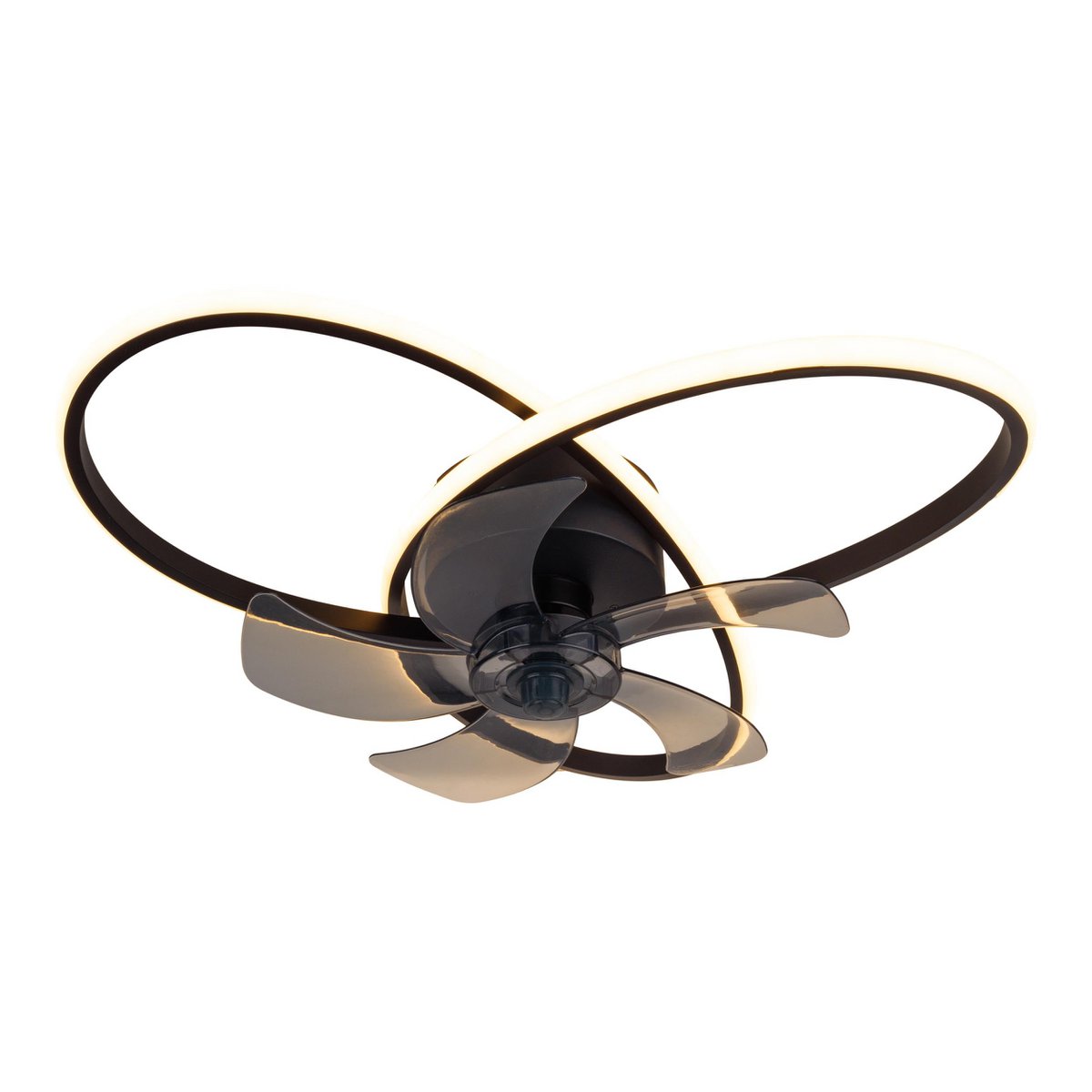 Modern LED -plafondlicht "Riccio" inclusief ventilator, nachtlichtfunctie, dim- en lichttemperatuurinstelling is uitgerust met stevig geïnstalleerde LED's en heeft een geschatte Øvon 58 cm.