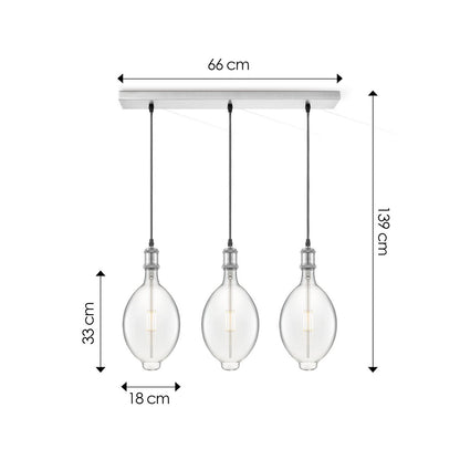 Home Sweet Home hanglamp chroom vintage Ovaal 3L G180 dimbaar helder