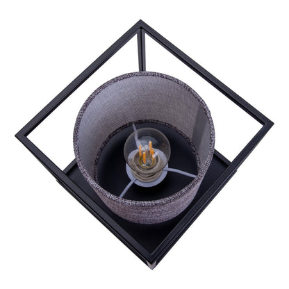 Tafellicht "Beta" grijs gemaakt van metaal met stofscherm in grijs, met E14 -aansluiting, lamp voor woonkamer, eetkamer, gang en kantoor, 15 x 15 x 17 cm