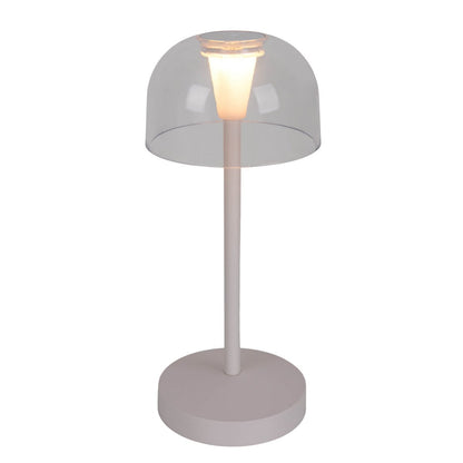 2 Set LED Battery Table Light "Gomba" voor buiten en binnen, gemaakt van metaal en plastic in wit, 18,5 cm hoog