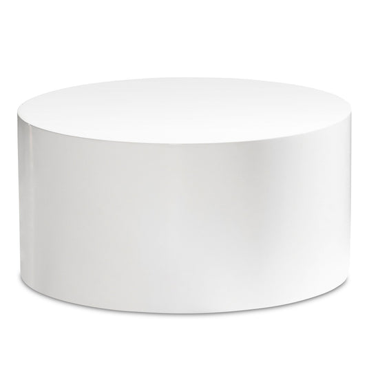 salontafel MONOBLOC 60x60x30 cm wit hoogglans, design woonkamertafel rond, loungebank tafel eenvoudig, salontafel modern