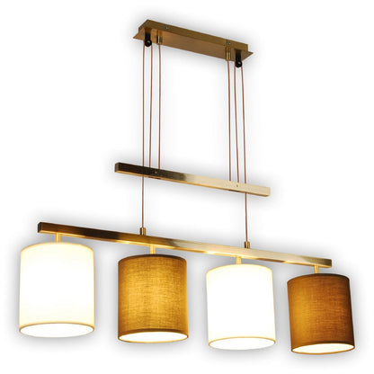 4 hanglamp "tilde", klassieke metalen slinger lamp in bruin en beige, met E27 -versies, hanglamphoogte verstelbaar en 86 cm lang, ideaal als eetkamerlicht
