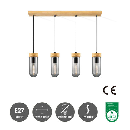 Home Sweet Home Hanglamp Capri - rook glas - 80x10x132cm