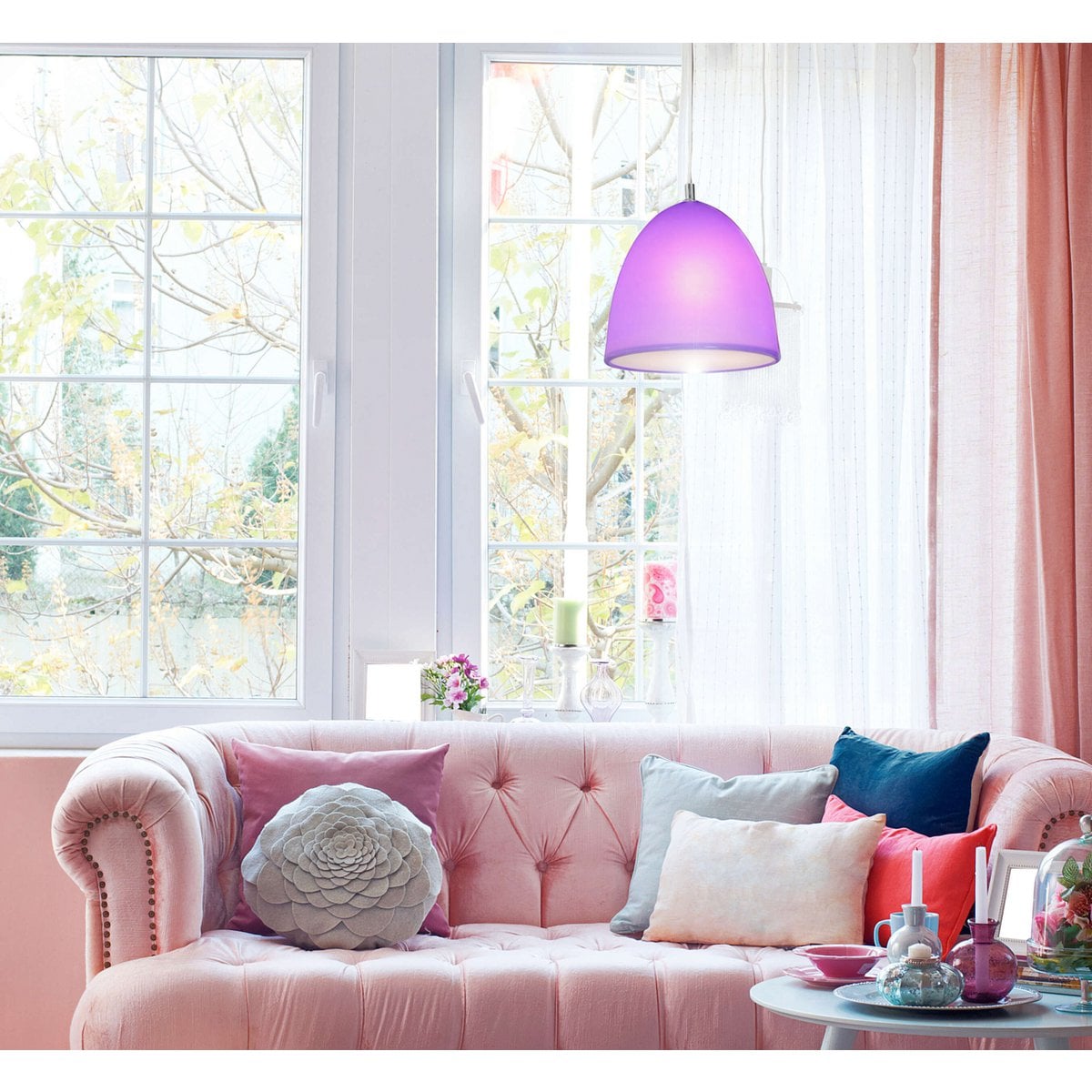 Siliconen hanglamp "Catinus" Ø 25 cm, gemaakt van Violet Silicone, E27