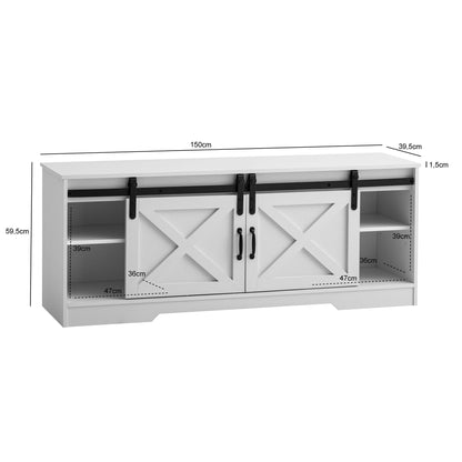 Lowboard Wit 150x59.5x39.5 cm TV-meubel Landhuis Stijl