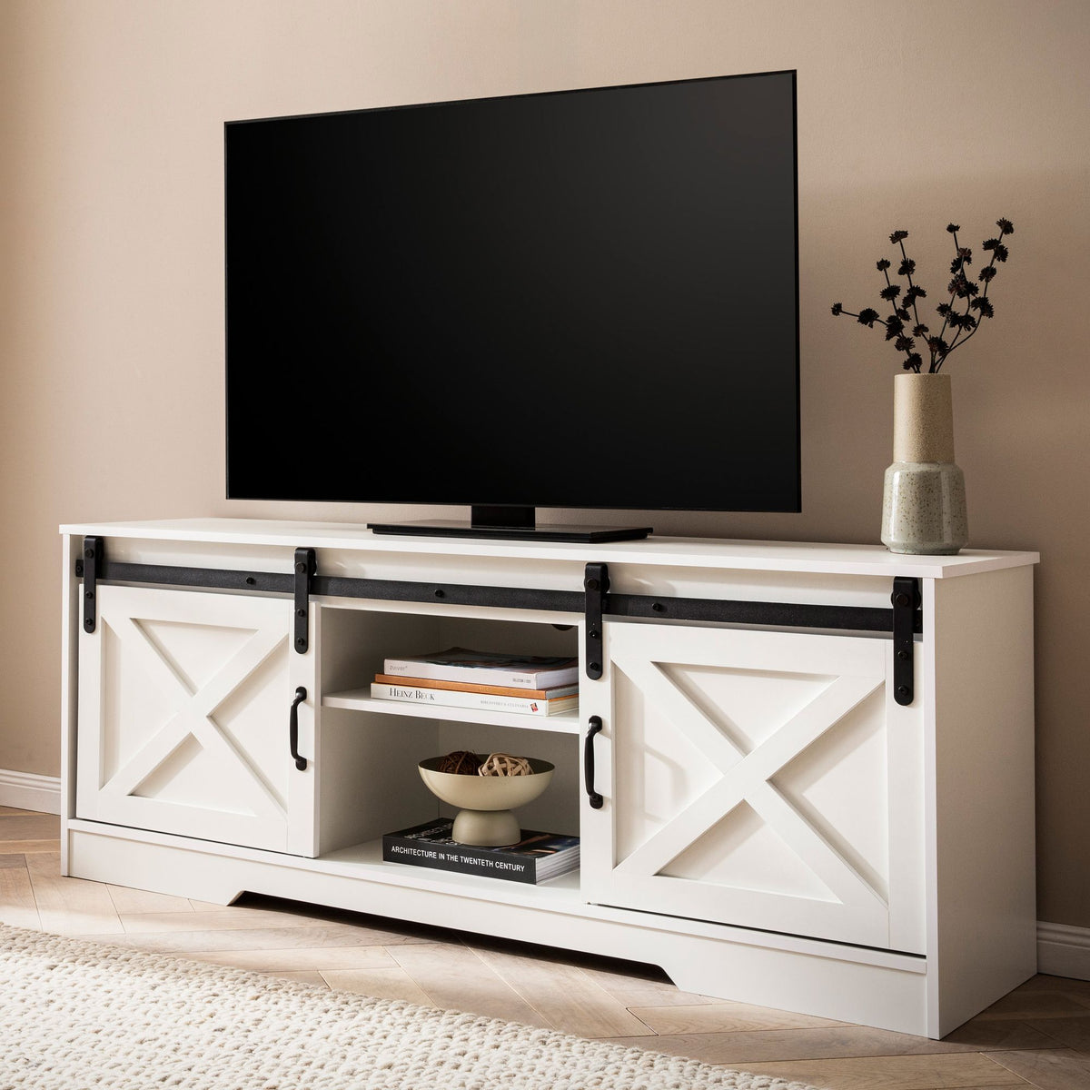 Lowboard Wit 150x59.5x39.5 cm TV-meubel Landhuis Stijl