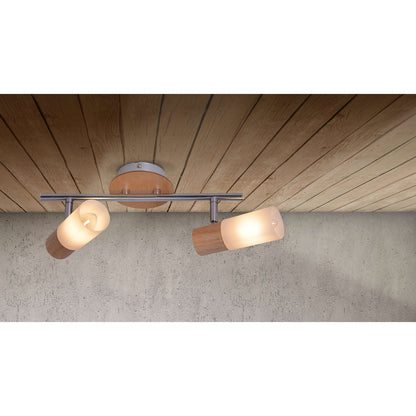 2 Wandplafondspot "Todtnau", metaal, hout en plastic, E14, 39 cm lang