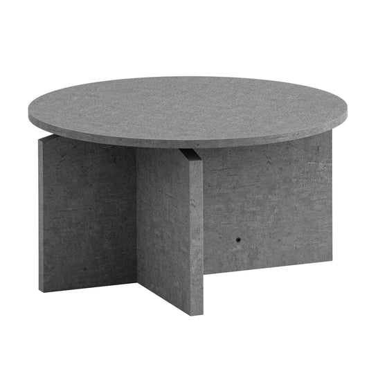 salontafel 60x60x33 cm grijze banktafel in betonlook modern, design woonkamertafel rond, loungebanktafel, salontafel bijzettafel klein