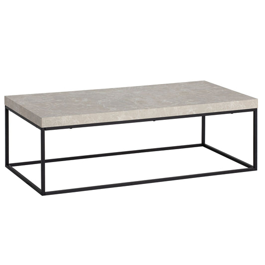 salontafel 120x60x38 cm zandkleurige salontafel in steenlook modern, design woonkamertafel rechthoekig, lounge salontafel beige, salontafel metalen poten groot