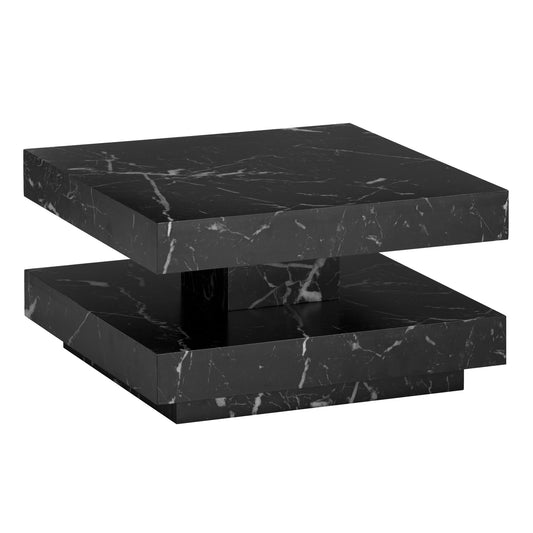 salontafel 60x60x34 cm zwarte salontafel in marmerlook modern, design woonkamertafel met opbergruimte vierkant, loungebanktafel, salontafel klein