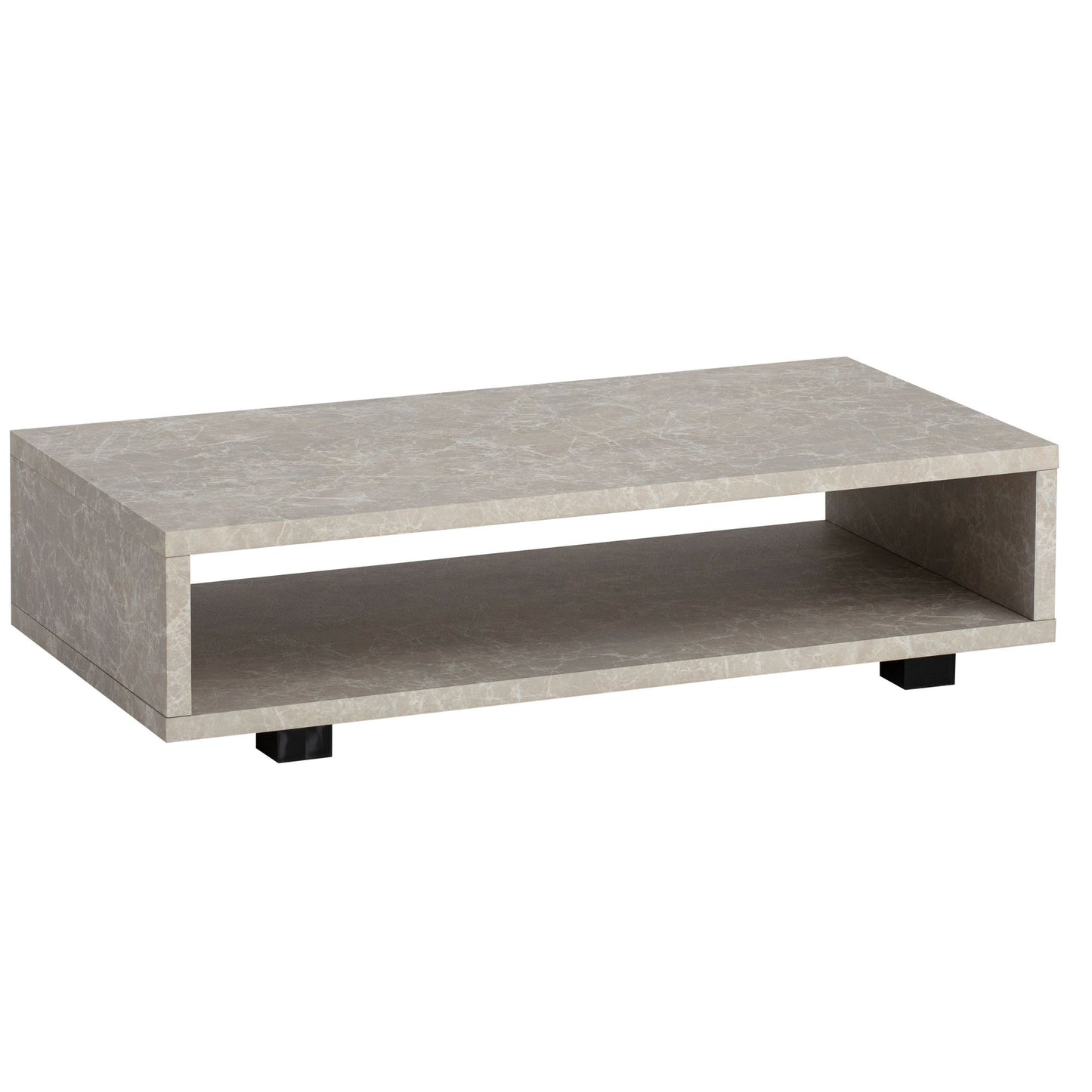 salontafel 100x50x25 cm zandkleurige salontafel in steenlook modern, design woonkamertafel rechthoekig met opbergruimte, salontafel beige eenvoudig, salontafel groot