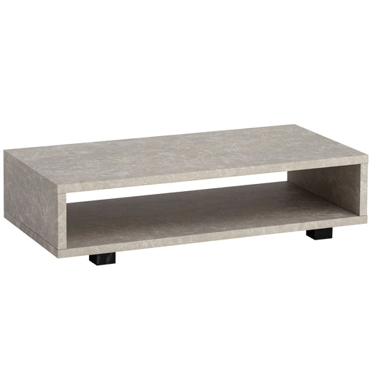 salontafel 100x50x25 cm zandkleurige salontafel in steenlook modern, design woonkamertafel rechthoekig met opbergruimte, salontafel beige eenvoudig, salontafel groot