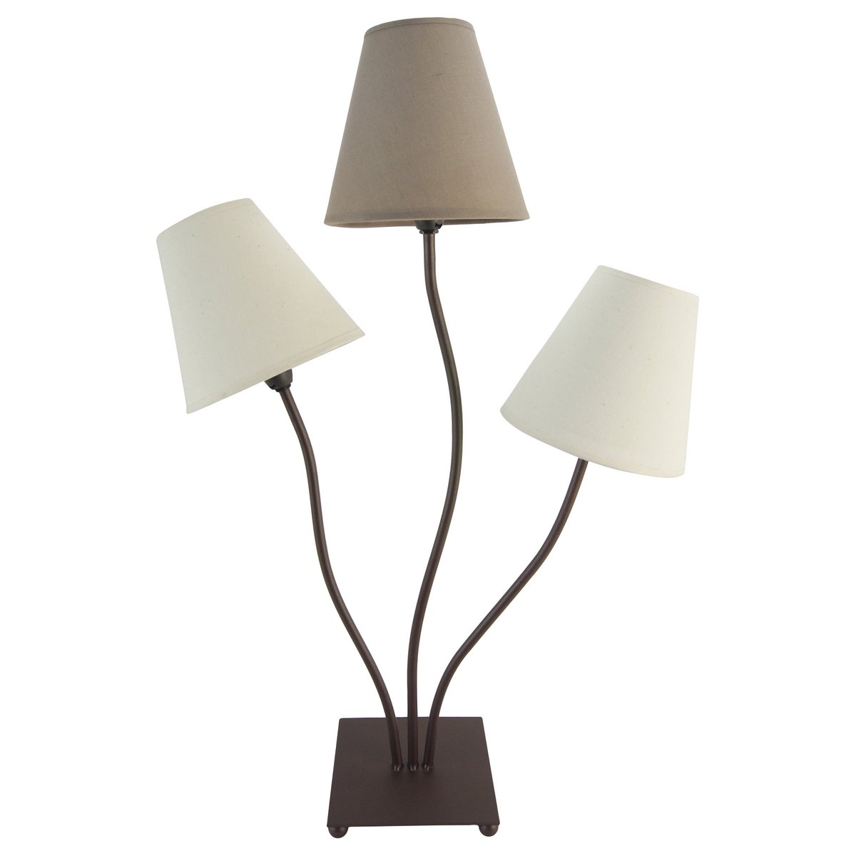 Textiellamp 3-flame "boho" ", tafellamp in beige/bruin, met E14-aansluiting, voor eetkamer, woonkamer, gang of kantoor, 67 cm hoog