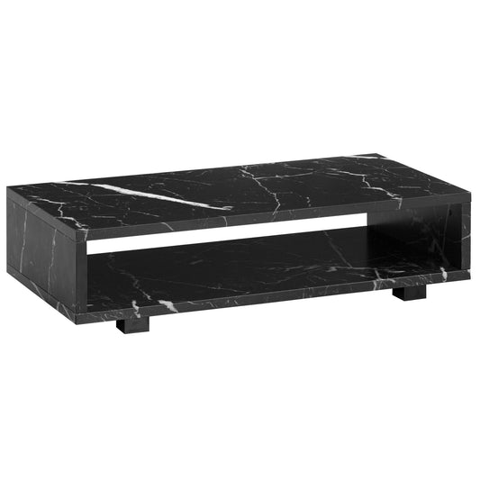 Salontafel 100x50x25 cm Zwarte salontafel in marmerlook Modern, Design woonkamertafel rechthoekig met opbergruimte, salontafel eenvoudig, salontafel groot