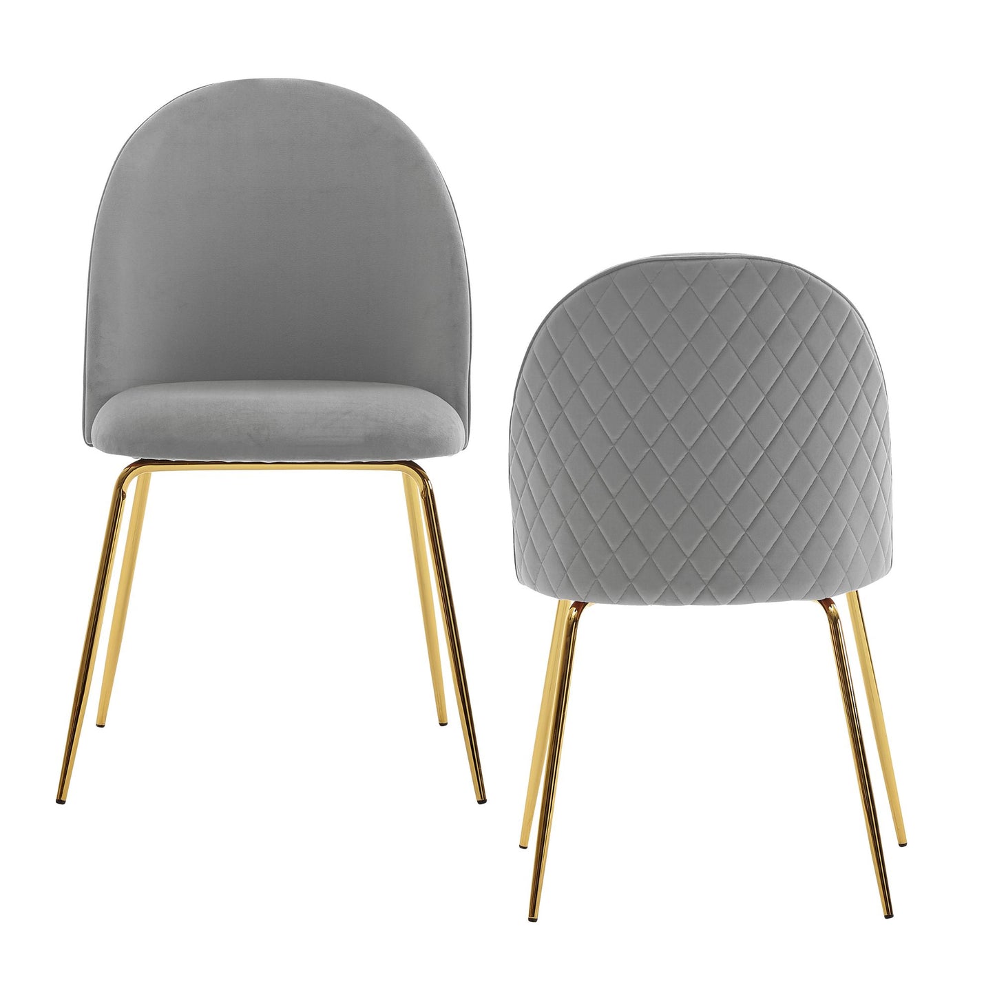 Design eetkamerstoel set van 2 fluweelgrijs gestoffeerd, keukenstoel stof met gouden poten, Scandinavische schelpstoel, gestoffeerde stoel met fluwelen bekleding