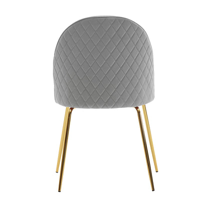 Design eetkamerstoel set van 2 fluweelgrijs gestoffeerd, keukenstoel stof met gouden poten, Scandinavische schelpstoel, gestoffeerde stoel met fluwelen bekleding