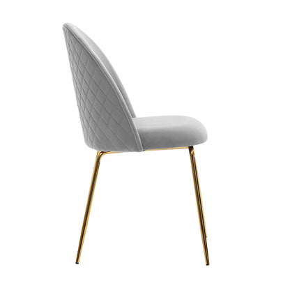 Design eetkamerstoel set van 2 fluweelgrijs gestoffeerd, keukenstoel stof met gouden poten, Scandinavische schelpstoel, gestoffeerde stoel met fluwelen bekleding