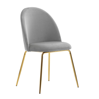 Design eetkamerstoel set van 2 fluweelgrijs gestoffeerd, keukenstoel stof met gouden poten, Scandinavische schelpstoel, gestoffeerde stoel met fluwelen bekleding