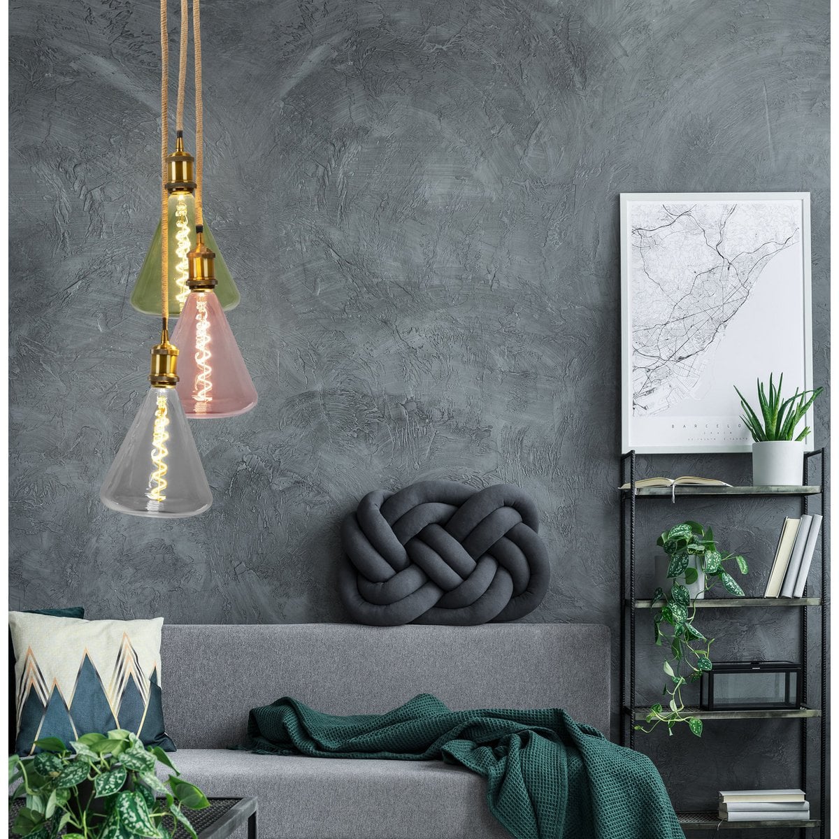 LED -lamp "Dilly" E27 -versie, 4 watt, metaal en glas in groen