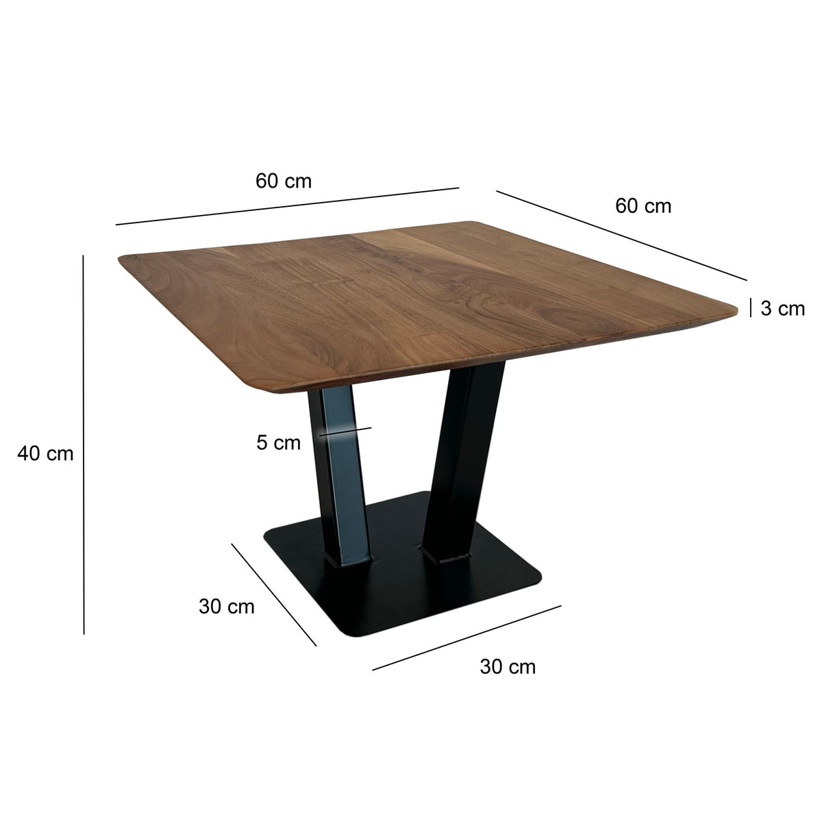 Salontafel 60x60x40 cm Acacia Massief Houten Metalen