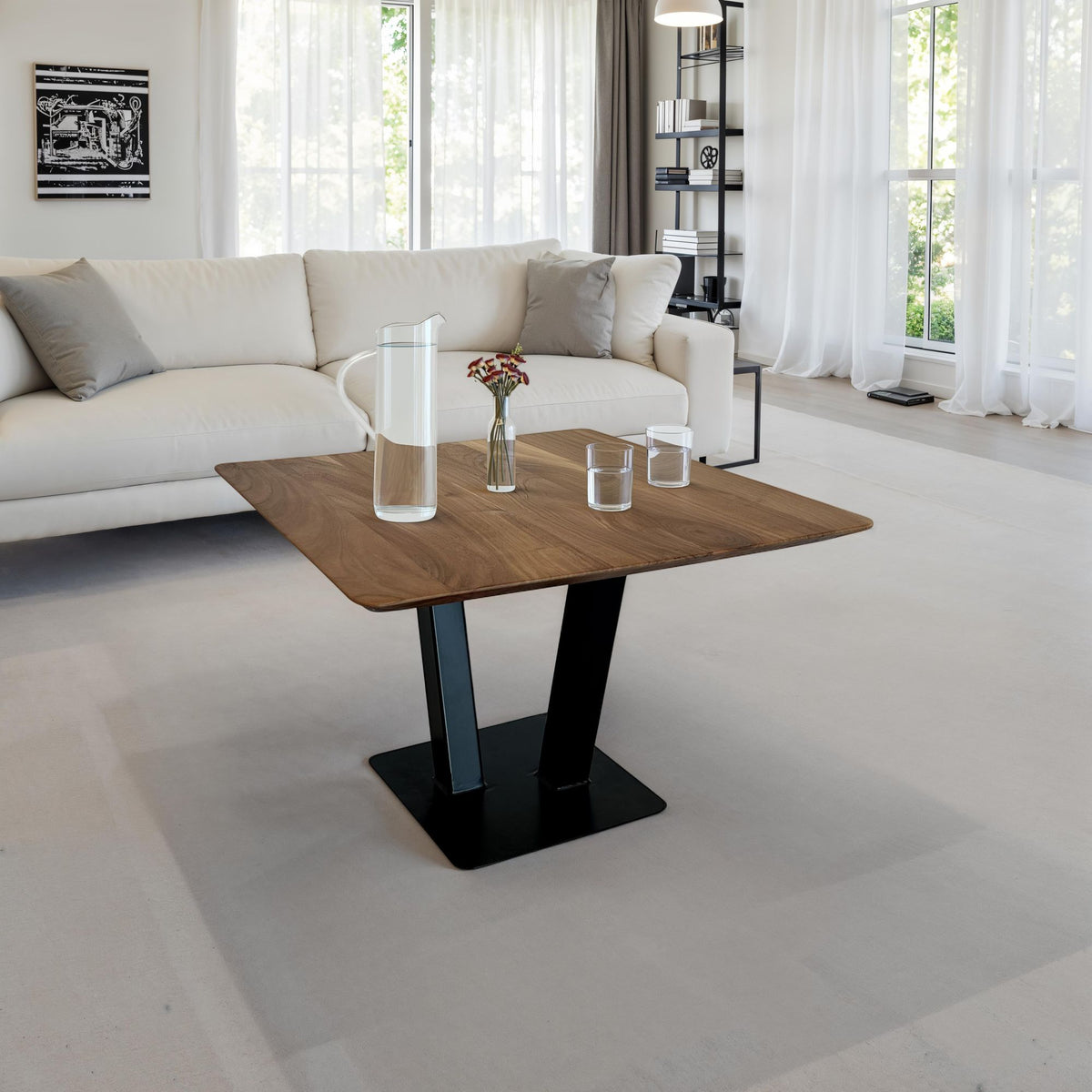 Salontafel 60x60x40 cm Acacia Massief Houten Metalen