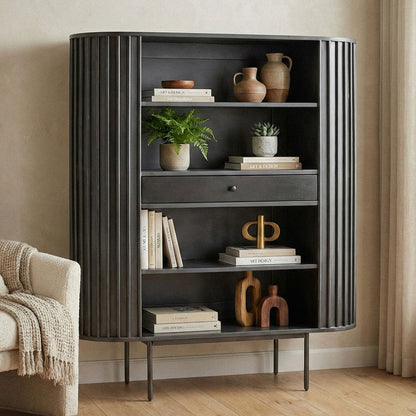 Boekenkast Massief Hout Mango 105x122 cm Lamellen Design
