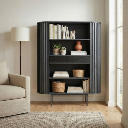 Boekenkast Massief Hout Mango 105x122 cm Lamellen Design