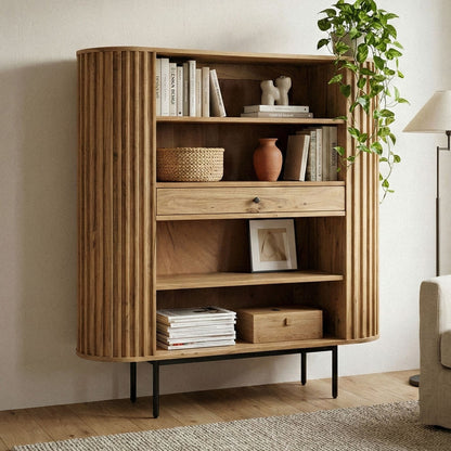Boekenkast Massief Acaciahout 105x122 cm Lamellen Design
