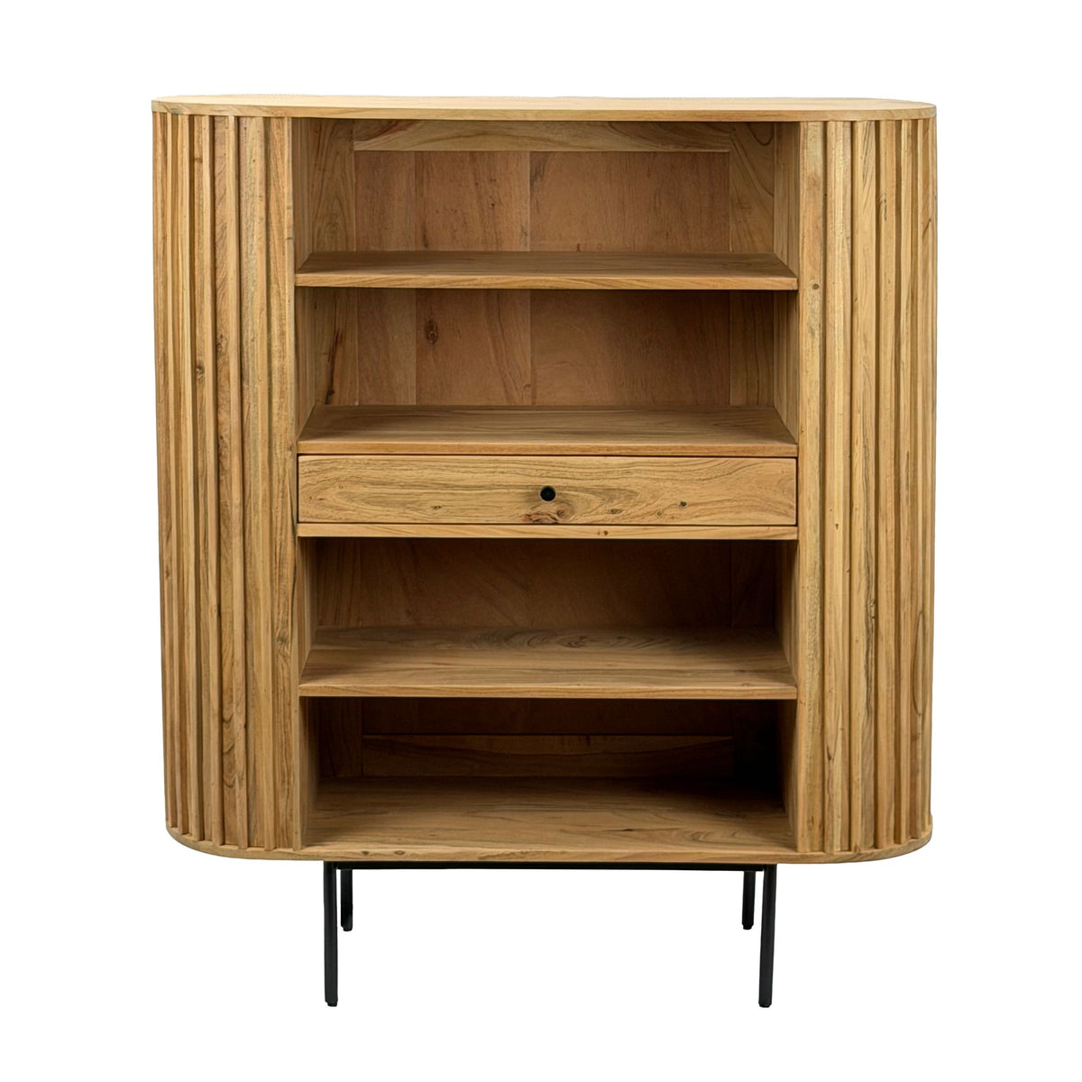 Boekenkast Massief Acaciahout 105x122 cm Lamellen Design