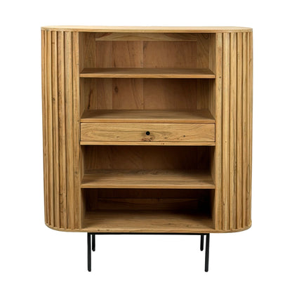 Boekenkast Massief Acaciahout 105x122 cm Lamellen Design