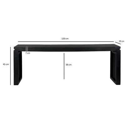 Bank 120 cm van zwart massief acaciahout