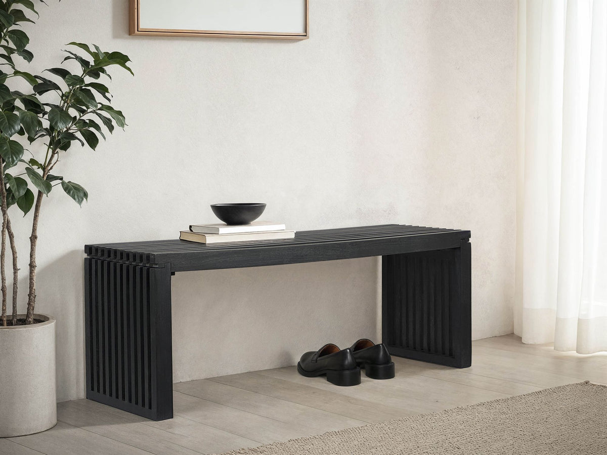 Bank 120 cm van zwart massief acaciahout
