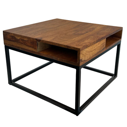 Salontafel 60x60x40 cm Sheesham Massief Hout / Metalen