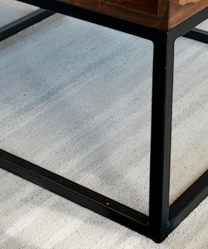 Salontafel 60x60x40 cm Sheesham Massief Hout / Metalen
