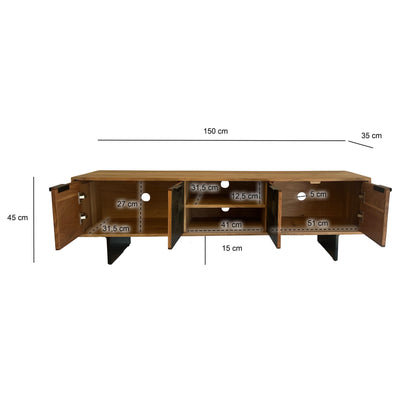 Lowboard Acacia Massief Hout 150 cm - TV-meubel
