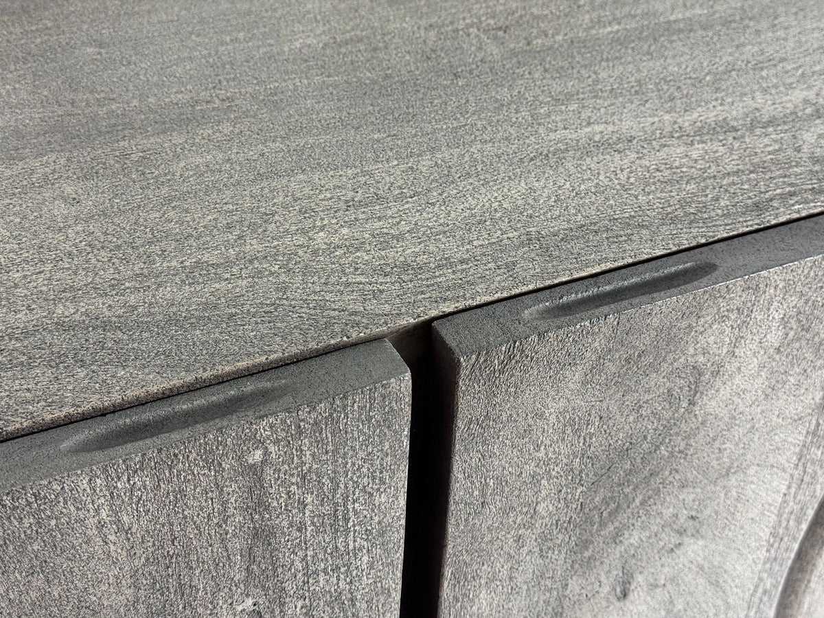 Lowboard Acacia Massief Hout Gerookt Grijs 160x56x46 cm
