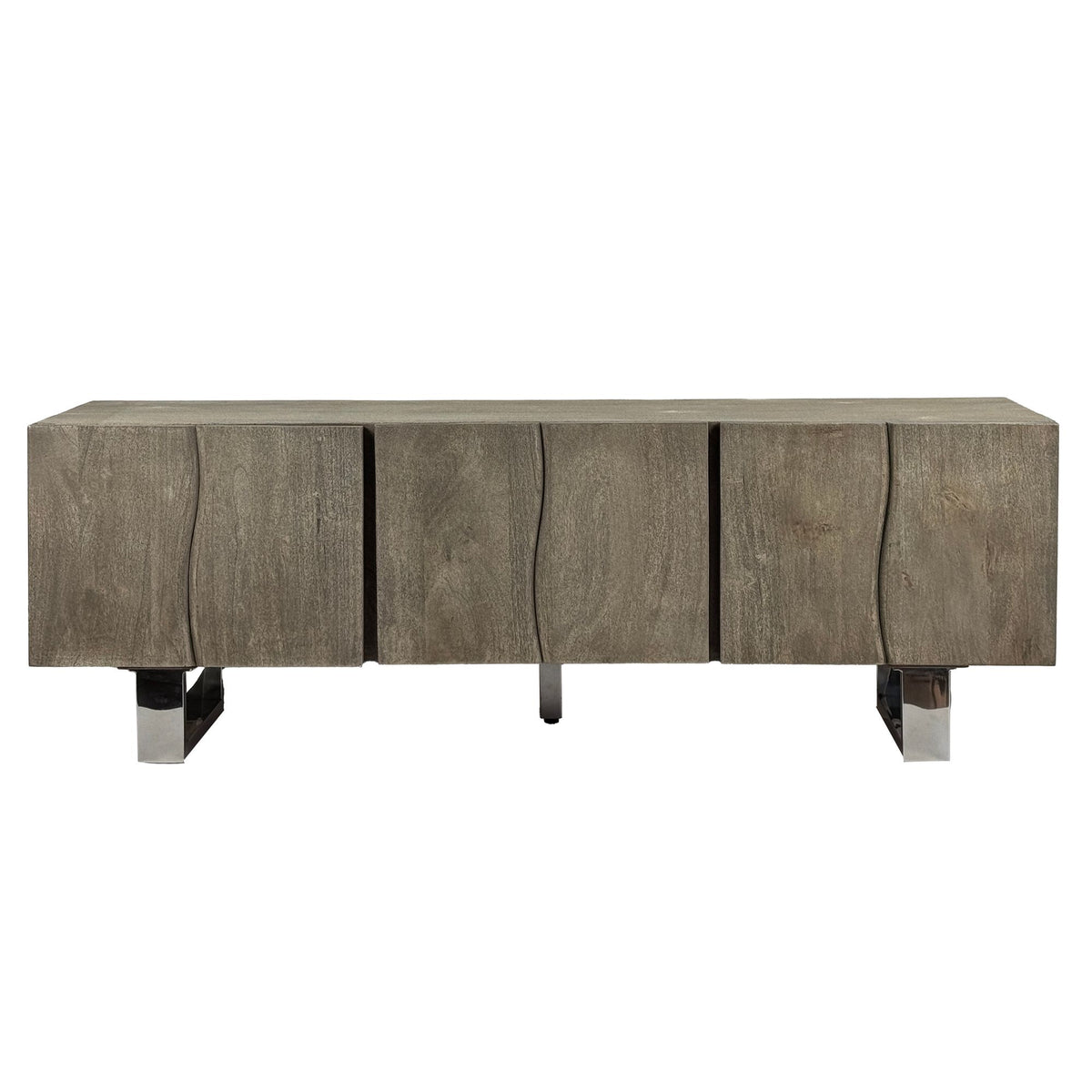Lowboard Acacia Massief Hout Gerookt Grijs 160x56x46 cm