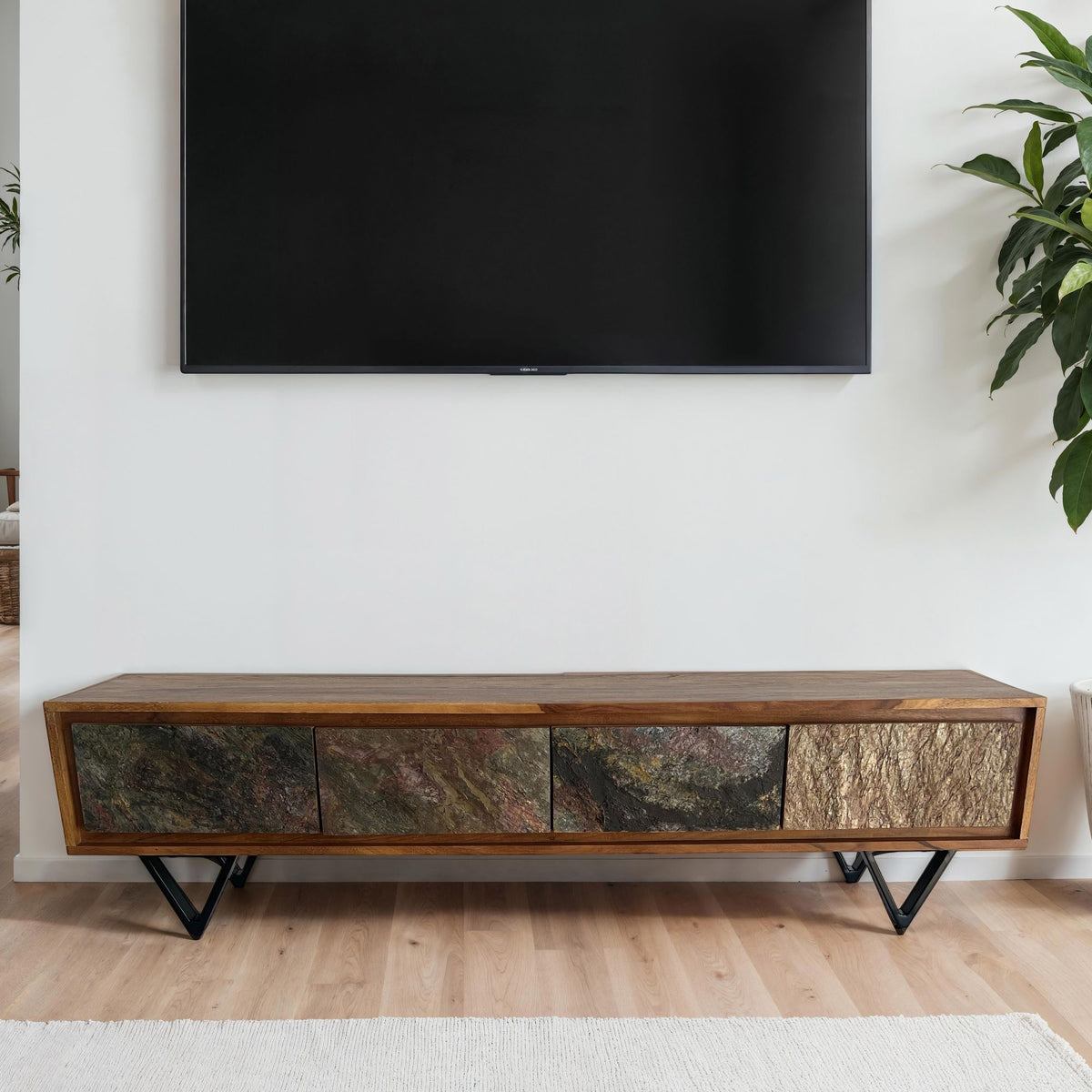 Lowboard Sheesham Massief Hout 160 cm, TV-meubel