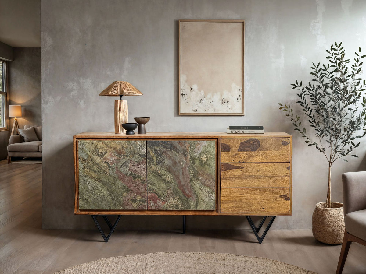 Dressoir Sheesham massief hout 150x40x55 cm, ladekast