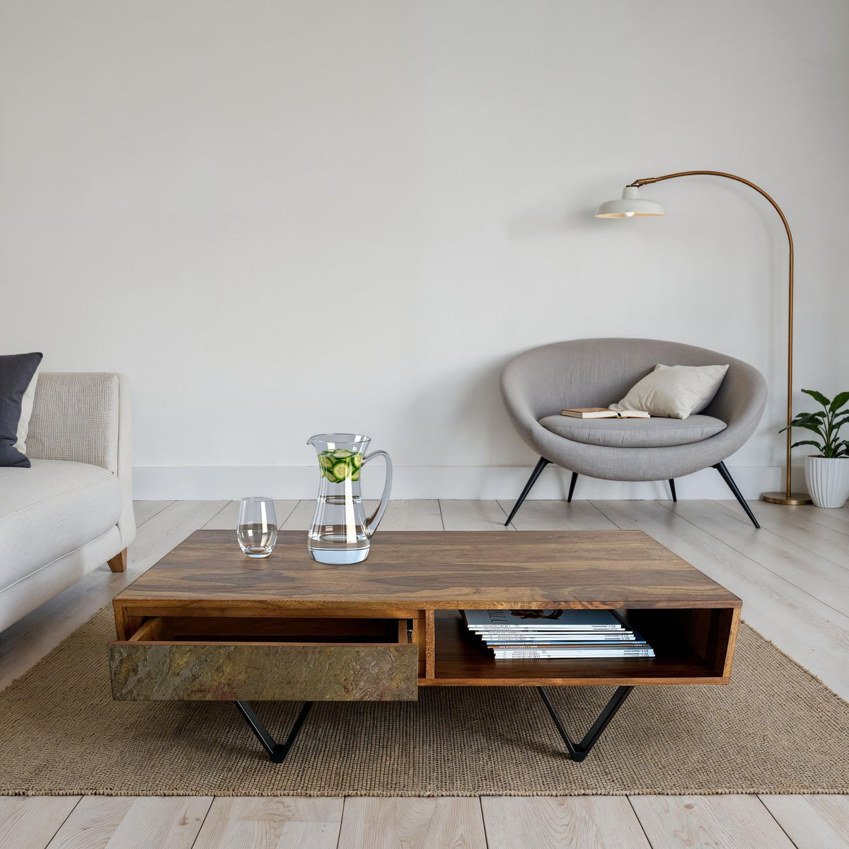 Salontafel van massief Sheeshamhout, 115 cm, salontafel