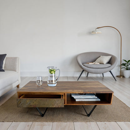 Salontafel van massief Sheeshamhout, 115 cm, salontafel