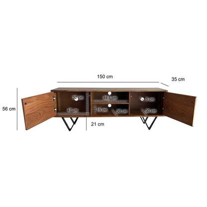 Lowboard Sheesham Massief Hout 150x56x35 cm TV-kast