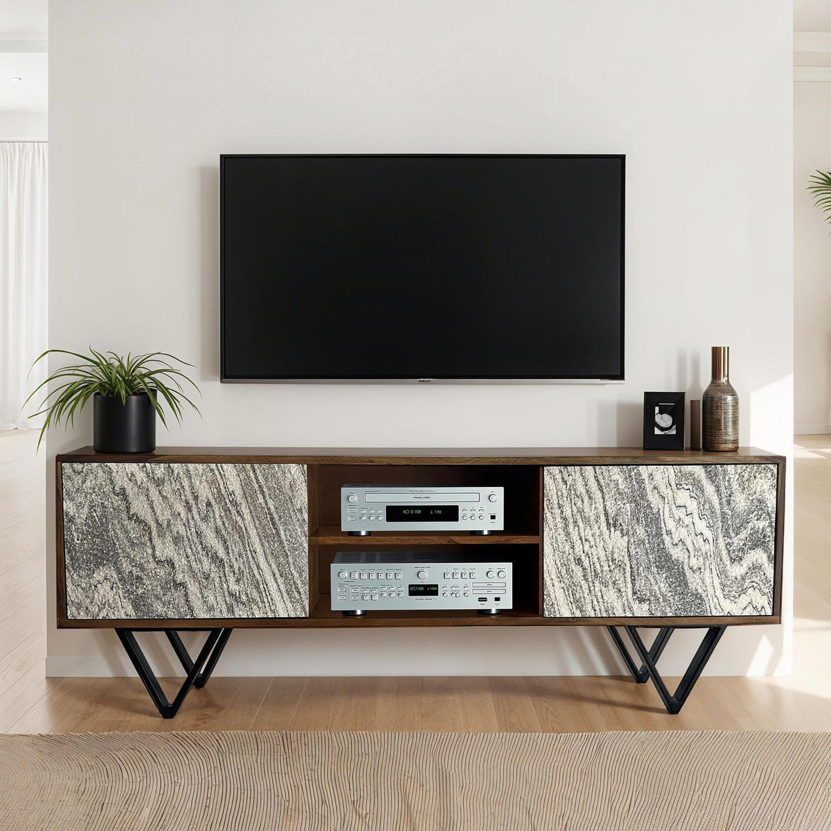 Lowboard Sheesham Massief Hout 150x56x35 cm TV-kast