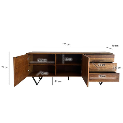 Dressoir 175x71x40 cm Sheesham massief houten ladekast