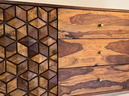 Dressoir Sheesham Massief Hout 180 cm, Dressoir