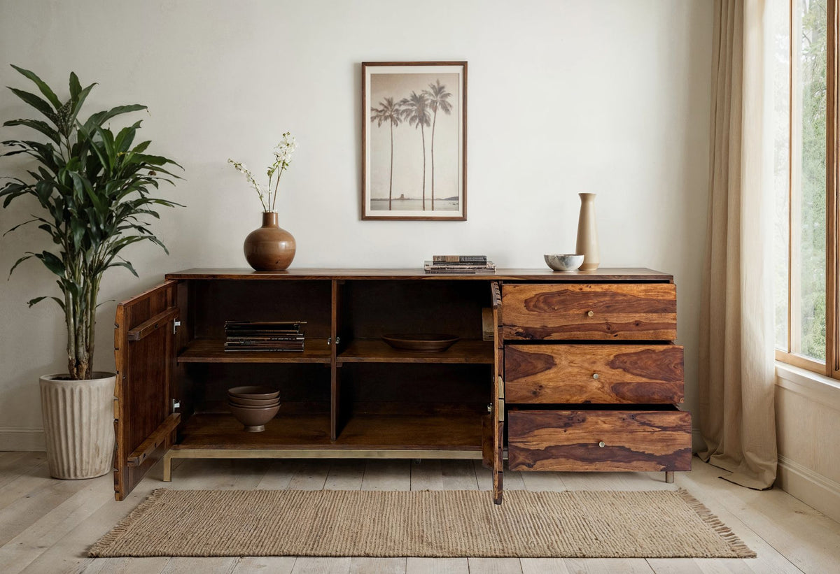 Dressoir Sheesham Massief Hout 180 cm, Dressoir