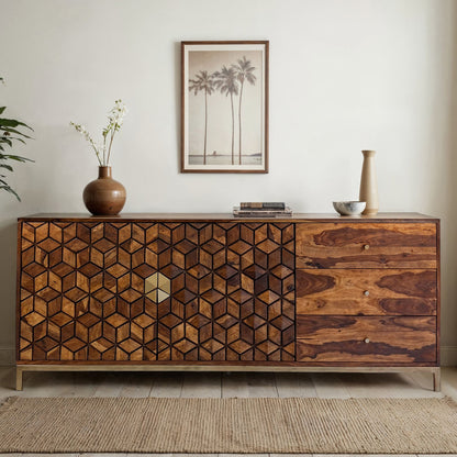 Dressoir Sheesham Massief Hout 180 cm, Dressoir