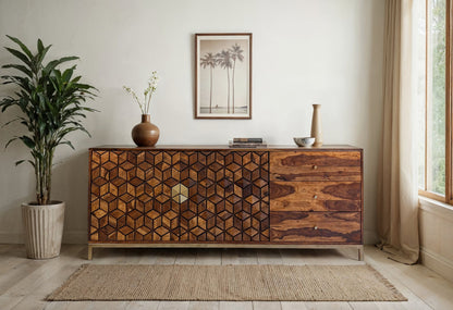 Dressoir Sheesham Massief Hout 180 cm, Dressoir