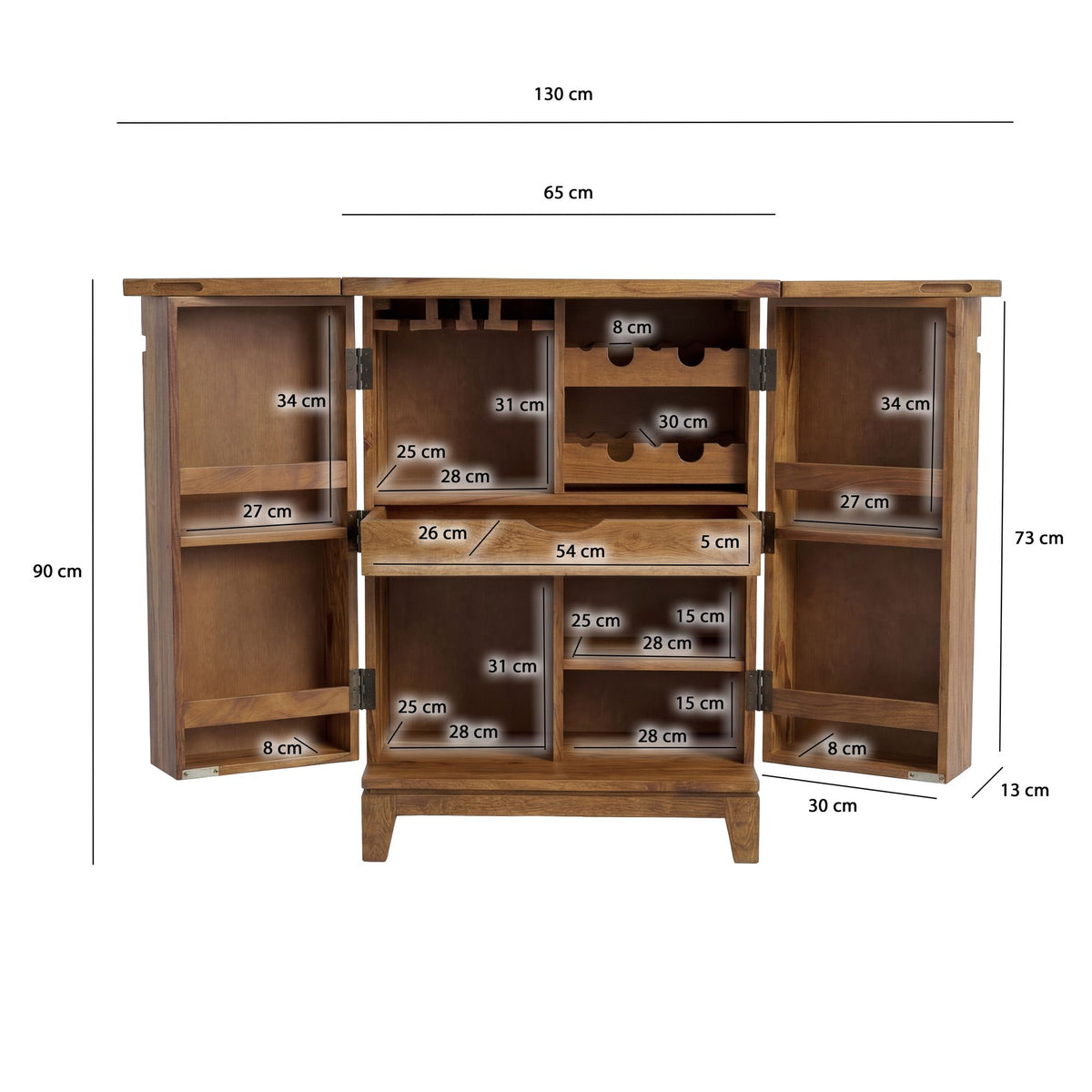 Huisbar Sheesham Massief Hout - Barkast 65 cm